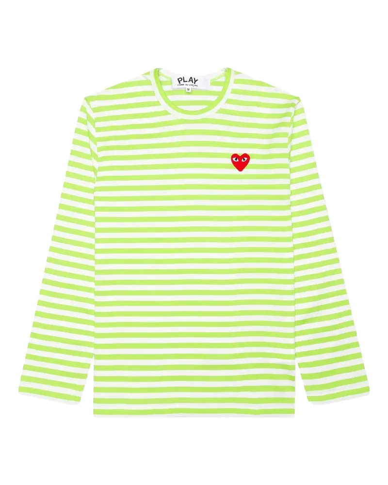 Comme des Garçons Gestreiftes Langarmshirt mit Herz-Logo - Grün Grün
