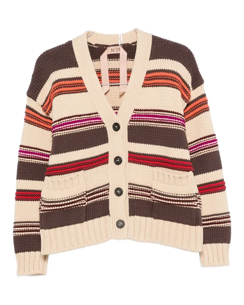 N° 21 striped-pattern cardigan - Nude Nude