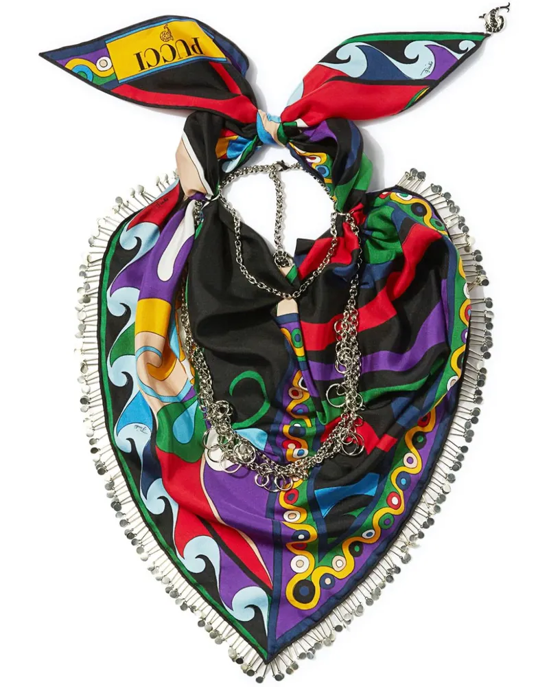 Emilio Pucci Seidenschal mit Marmo and Orchidee-Print - Schwarz Schwarz