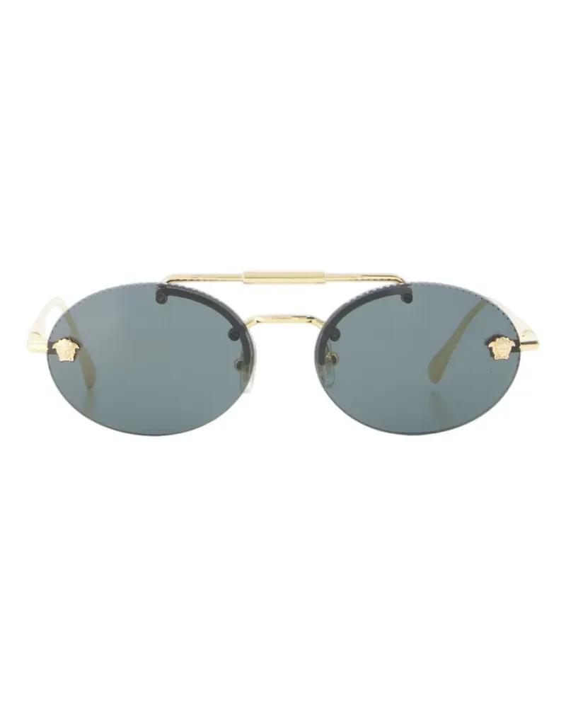 Versace Sonnenbrille mit ovalem Gestell - Gold Gold