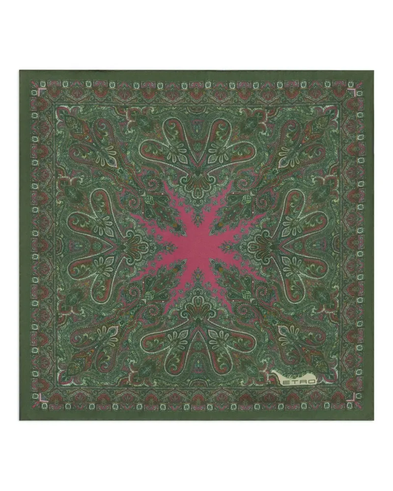 Etro Einstecktuch aus Seide mit Paisleymuster - Grün Grün