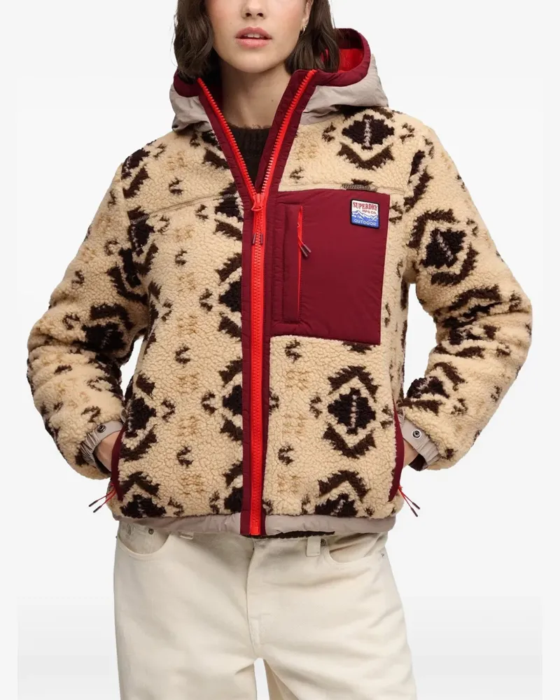 Superdry. Sherpa Jacquard fleece jacket - Nude Nude
