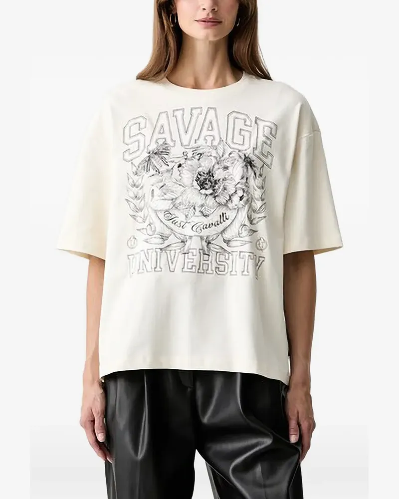 Just Cavalli graphic-print drop-shoulder T-shirt - Weiß Weiß