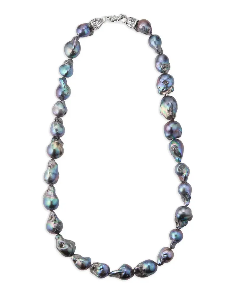 Emanuele Bicocchi oversize black Baroque pearl necklace - Silber Silber