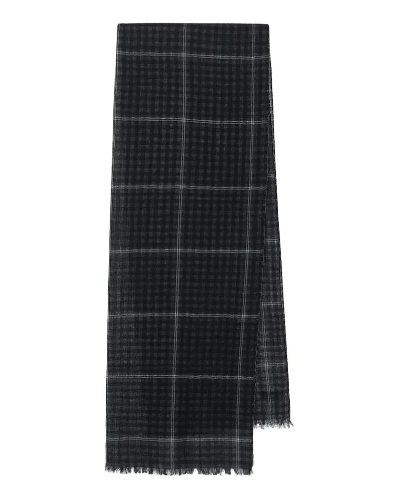 Yohji Yamamoto check fringed scarf - Schwarz Schwarz