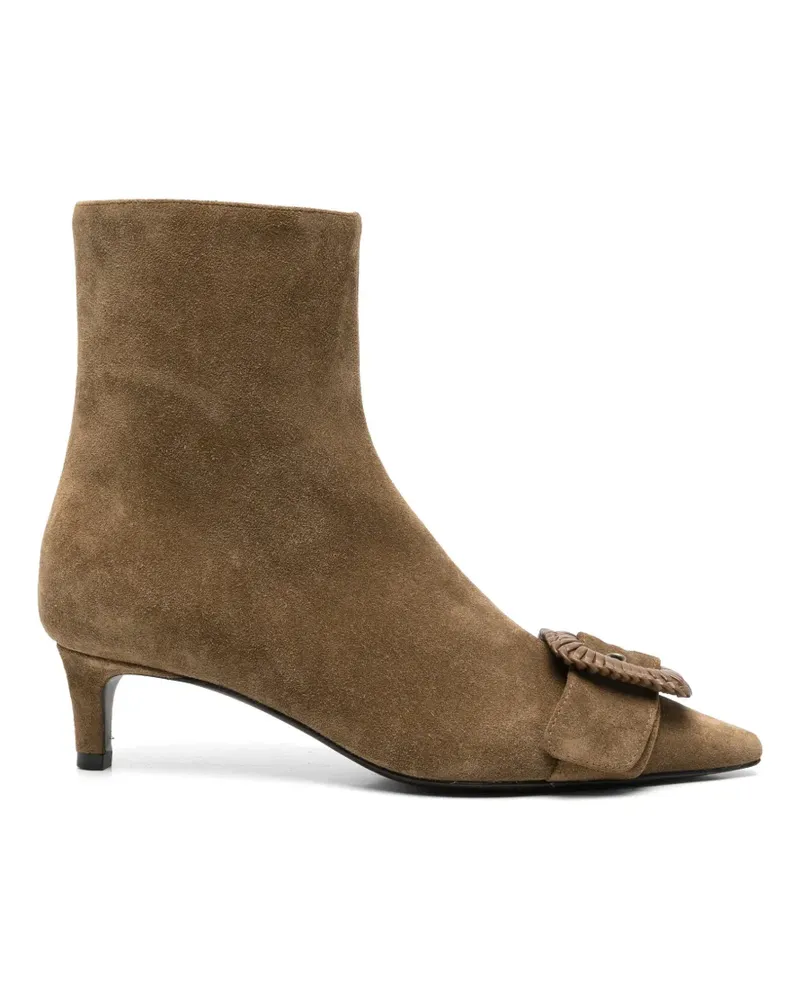 FESTA Milano buckle-detail pointed-toe leather ankle boots - Braun Braun