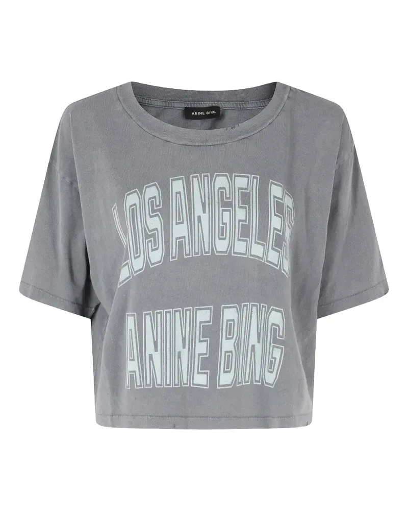 Anine Bing logo-print cropped T-shirt - Grau Grau