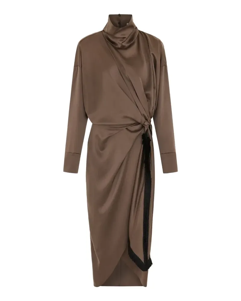 16ARLINGTON Resia knotted silk midi dress - Braun Braun