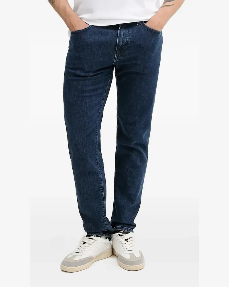 HUGO BOSS Jeans mit Leder-Patch - Blau Blau