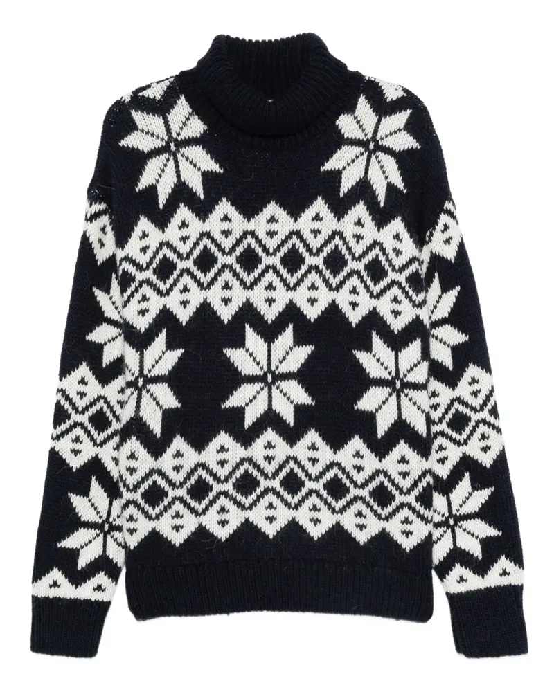 The New Society Sweatshirt mit Schneeflocken-Stickerei - Blau Blau