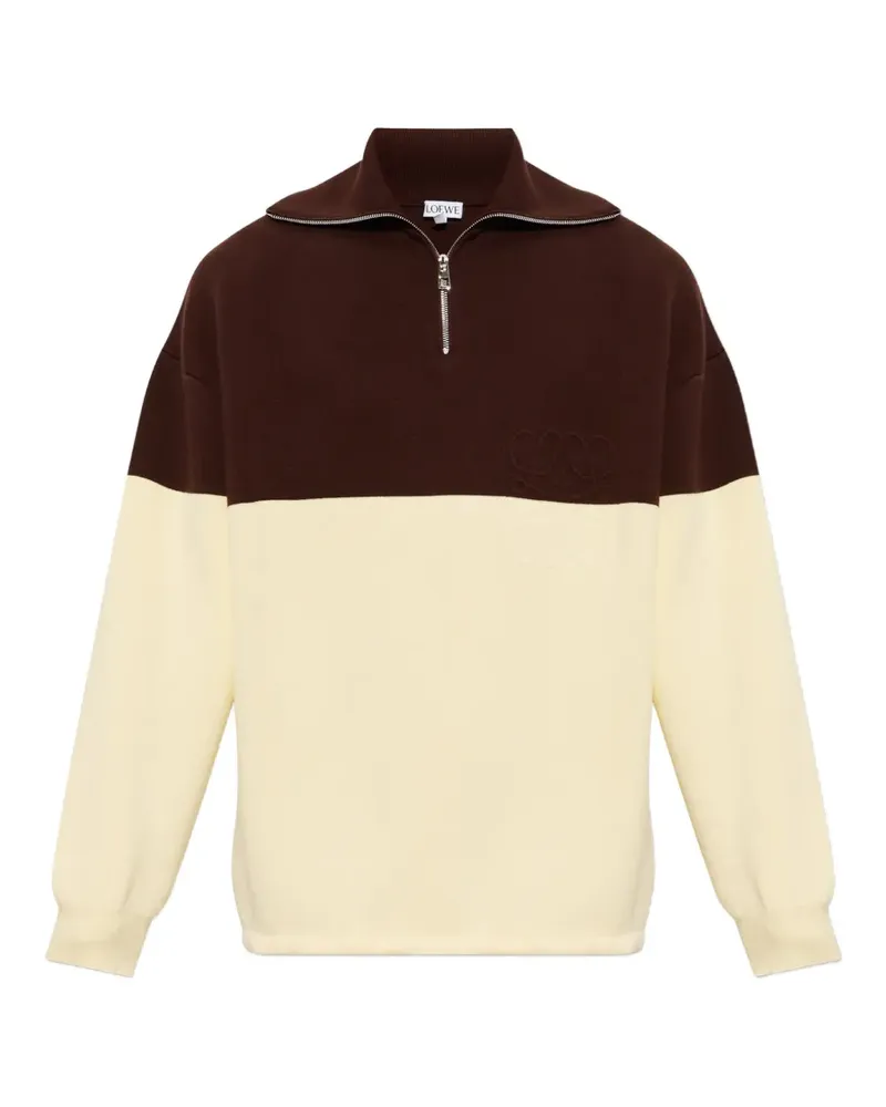 Loewe Pullover in Colour-Block-Optik mit Anagramm-Stickerei - Nude Nude