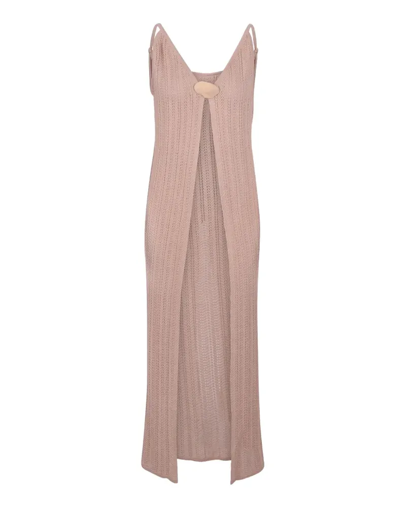 Baobab Collection Clarissa pointelle-knit front-slit top - Nude Nude