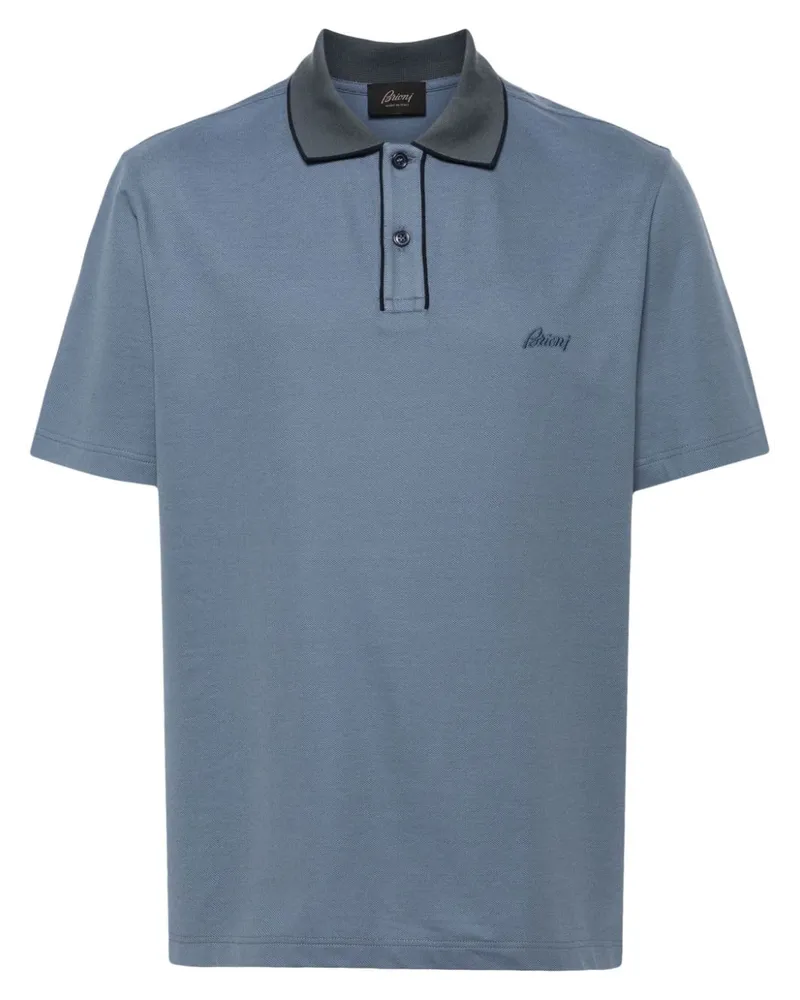 Brioni Poloshirt mit Logo-Stickerei - Blau Blau