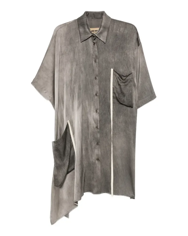 Uma Wang asymmetric-hem short-sleeve shirt - Grau Grau