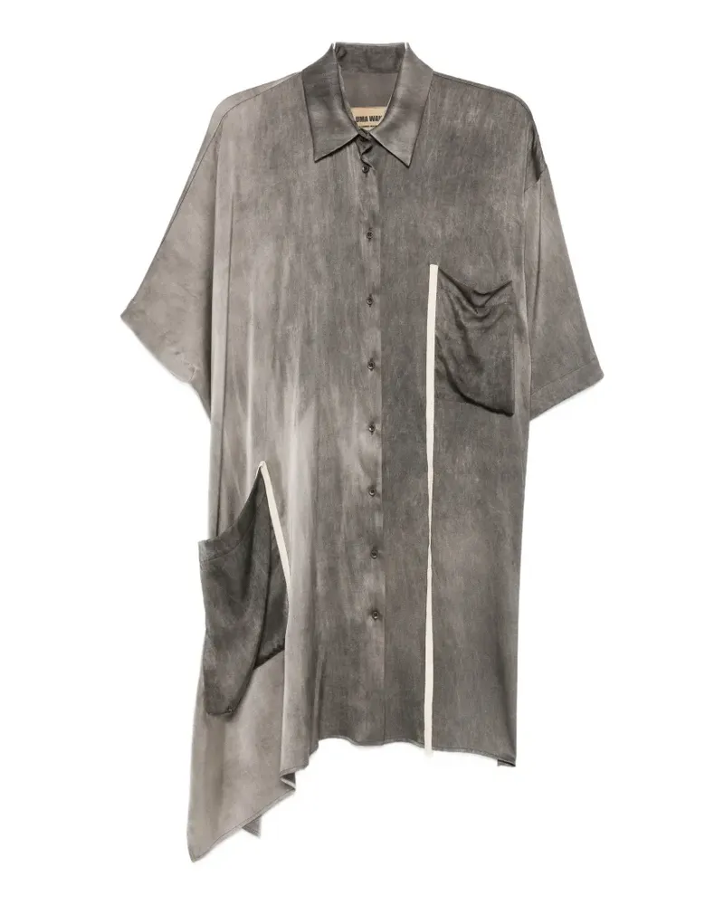Uma Wang asymmetric-hem short-sleeve shirt - Grau Grau