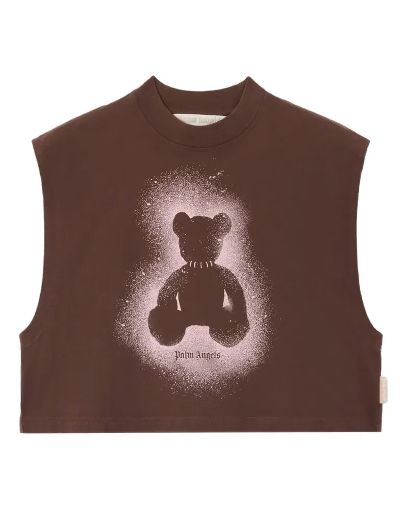 Palm Angels Kastiges Tanktop mit Spray Bear-Print - Braun Braun