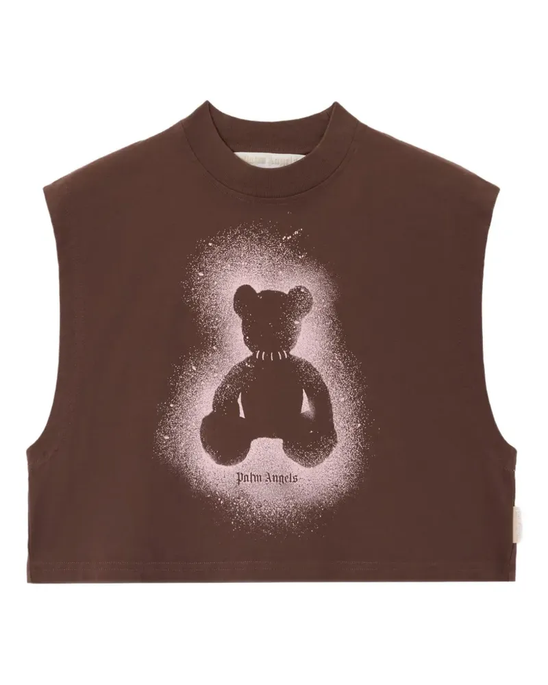 Palm Angels Kastiges Tanktop mit Spray Bear-Print - Braun Braun