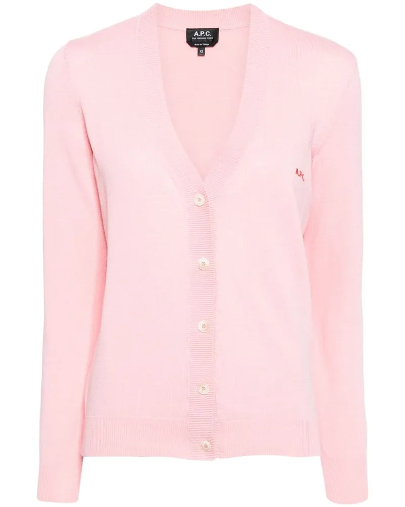 A.P.C. Cardigan mit Logo-Stickerei - Rosa Rosa