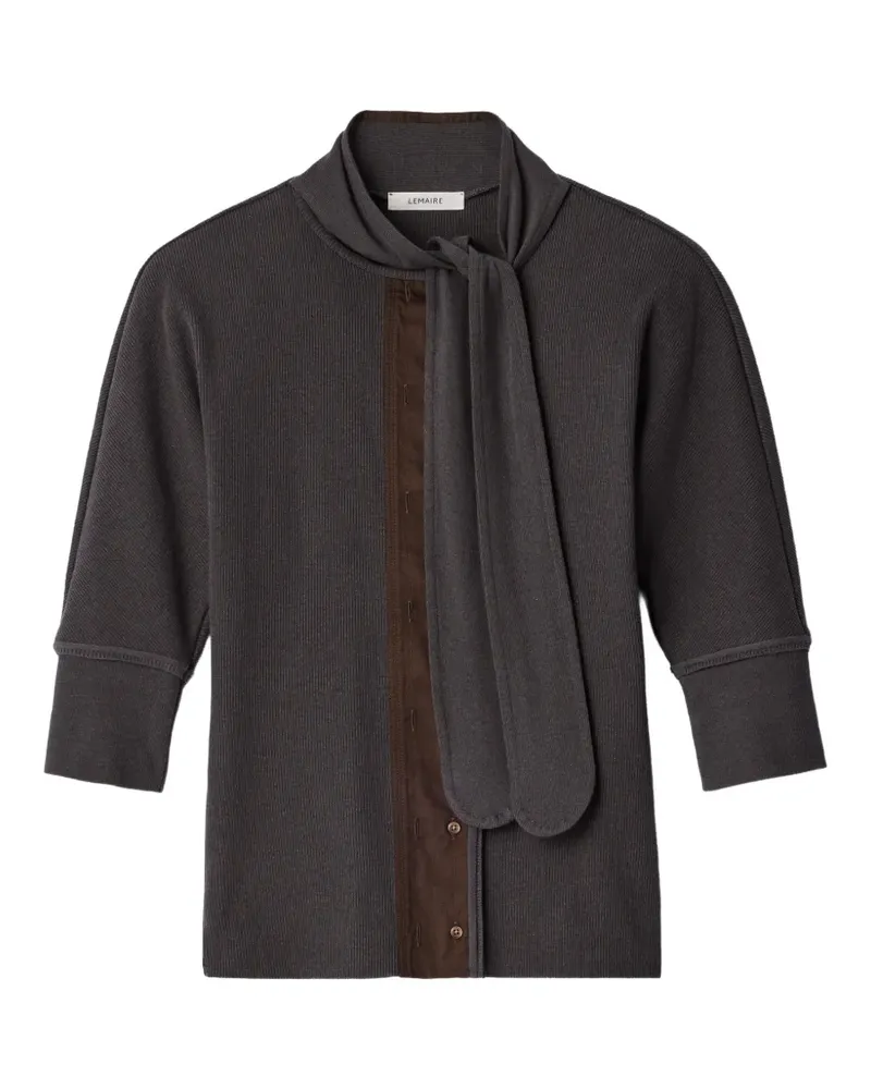 Christophe Lemaire Ascot T-shirt in linen and cotton ribbed jersey - Grau Grau