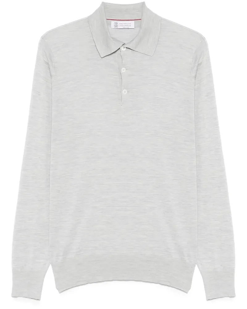 Brunello Cucinelli Fein gestricktes Poloshirt - Grau Grau