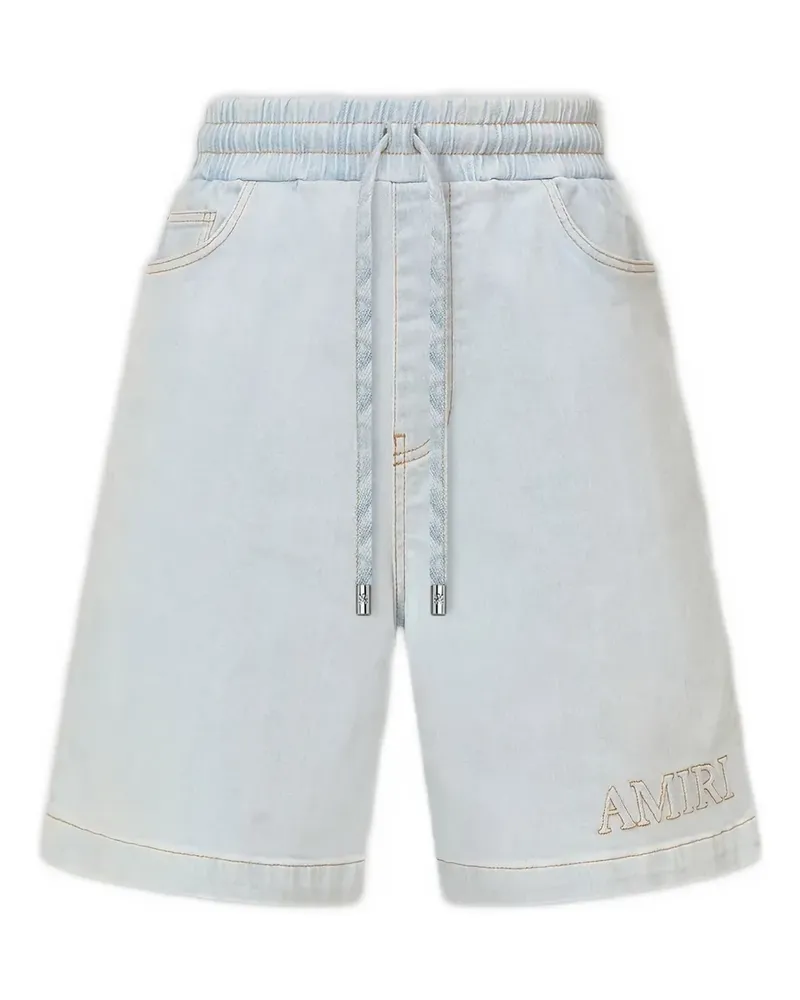 Amiri logo-patch denim shorts - Blau Blau