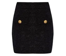 Boucle-Minirock mit hohem Bund - Schwarz