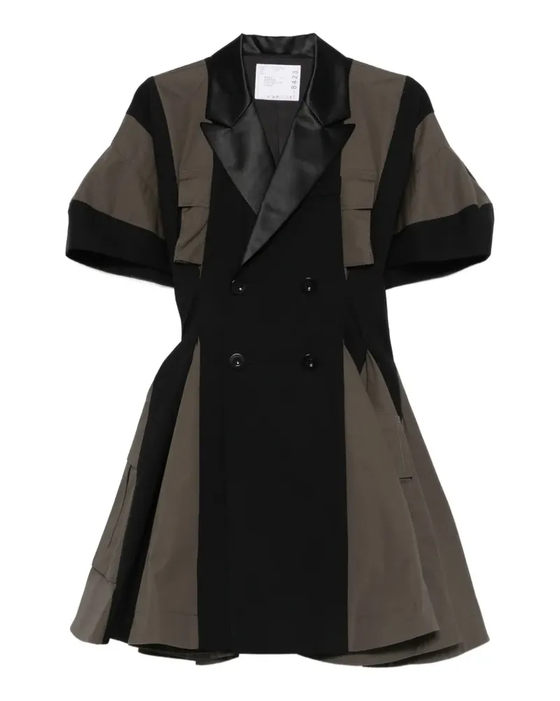 Sacai panelled double-breasted mini dress - Schwarz Schwarz