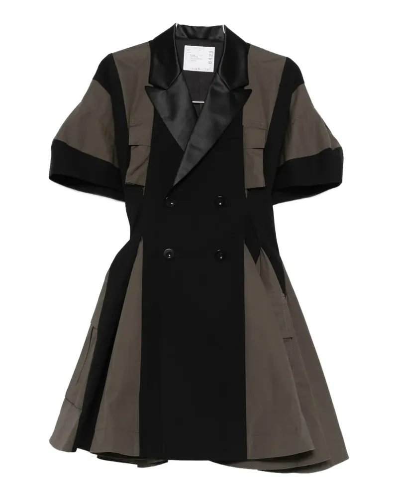 Sacai panelled double-breasted mini dress - Schwarz Schwarz