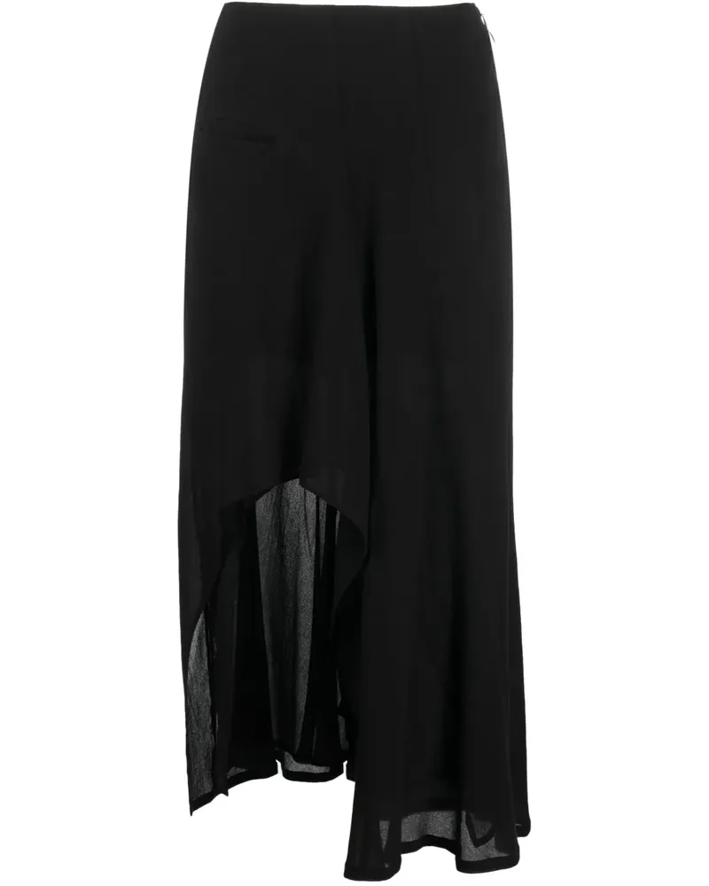 Yohji Yamamoto Asymmetrischer Midirock - Schwarz Schwarz