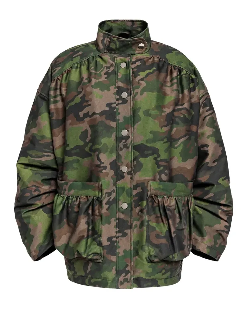 Weili Zheng camouflage-print gathered jacket - Grün Grün