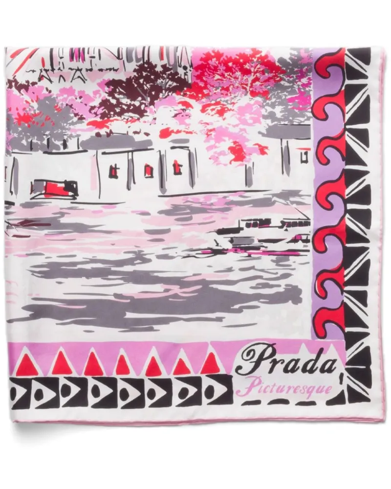 Prada Pittoresque Paris Seidenschal - Rosa Rosa