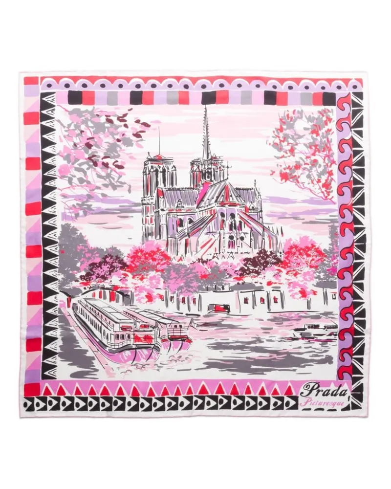 Prada Pittoresque Paris Seidenschal - Rosa Rosa