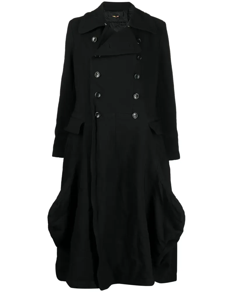 Comme des Garçons Doppelreihiger Mantel mit Finish - Schwarz Schwarz