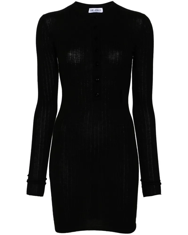 ATTICO Geripptes Minikleid - Schwarz Schwarz