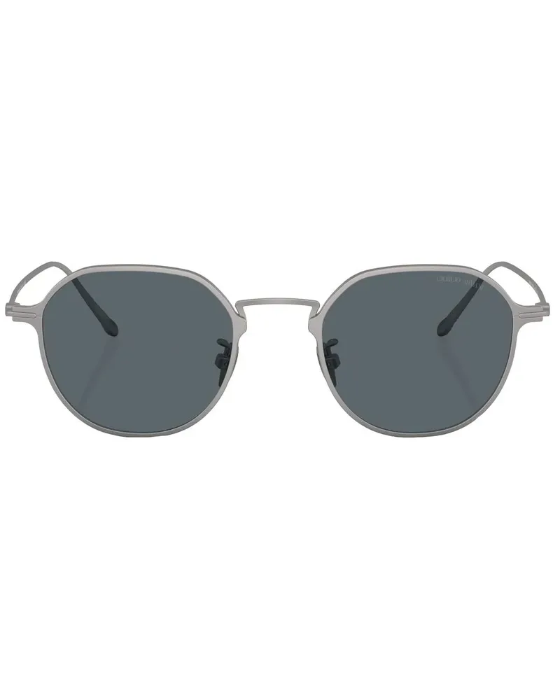 Giorgio Armani Runde Sonnenbrille mit Logo-Print - Grau Grau