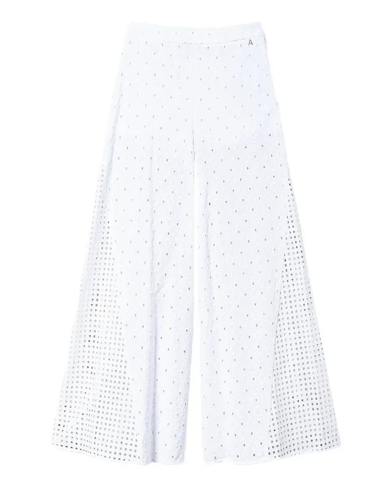 Twin-Set broderie palazzo trousers - Weiß Weiß