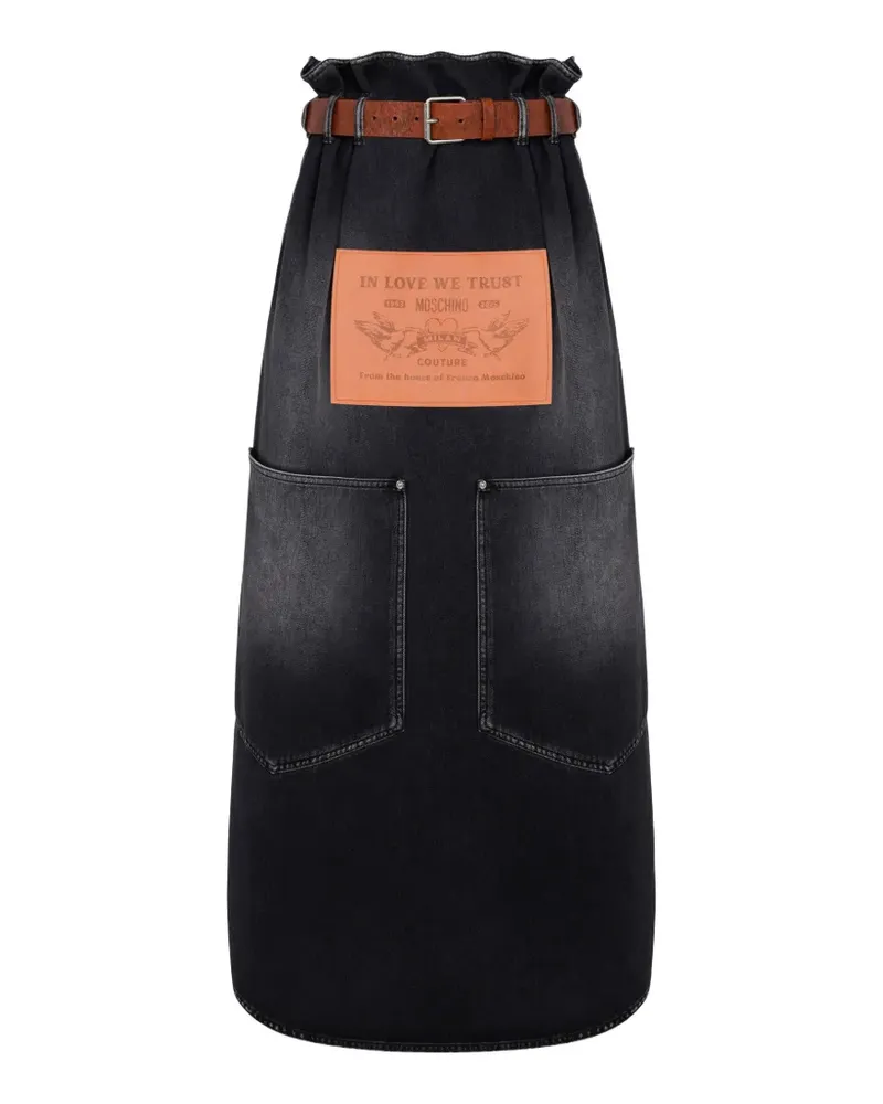 Moschino Jeansrock mit Ledergürtel - Schwarz Schwarz