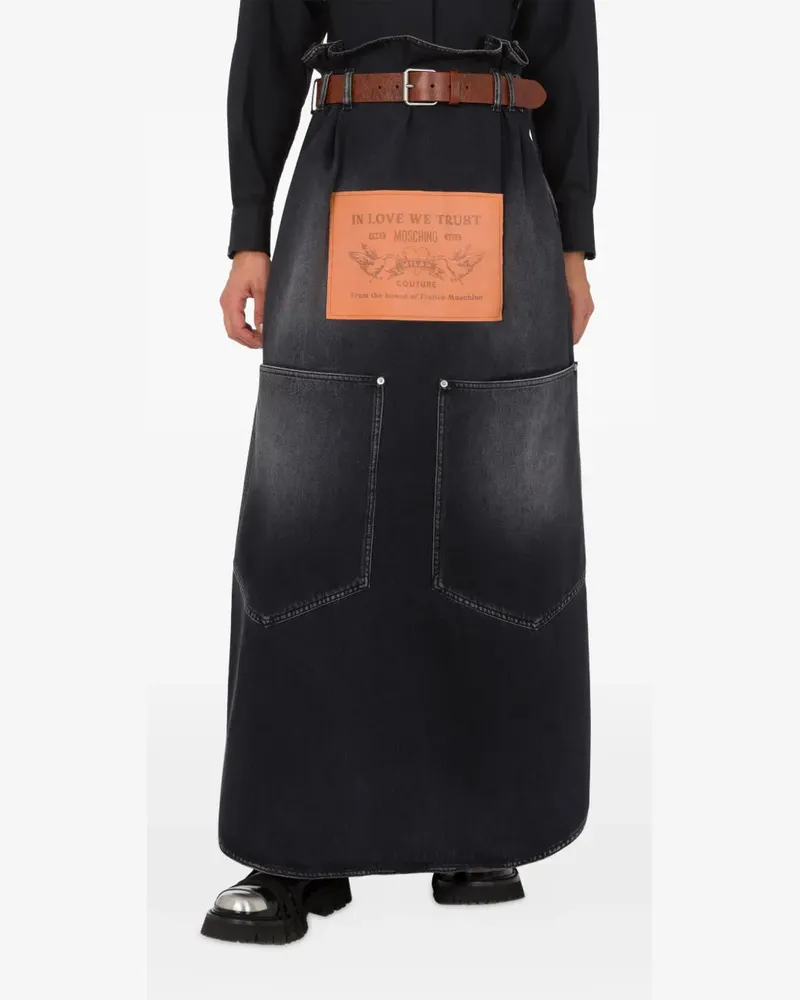 Moschino Jeansrock mit Ledergürtel - Schwarz Schwarz