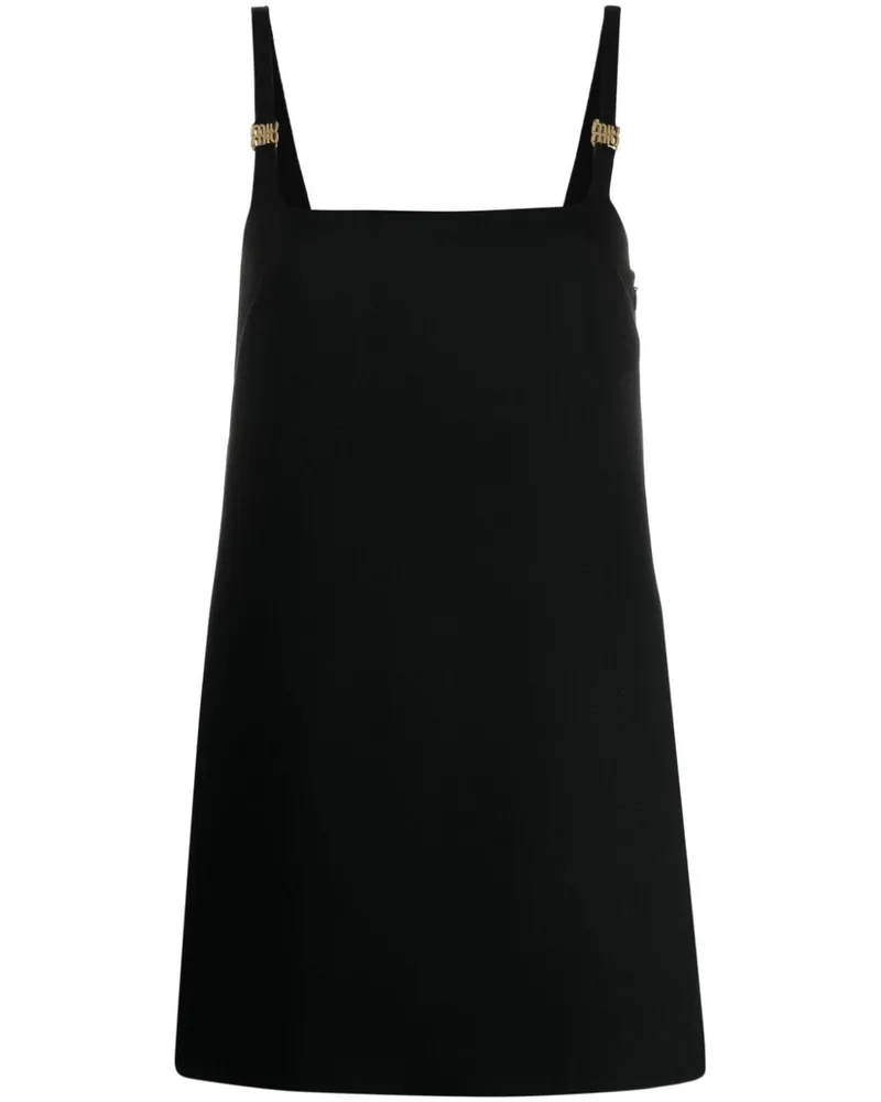 Miu Miu Minikleid mit Logo-Schild - Schwarz Schwarz