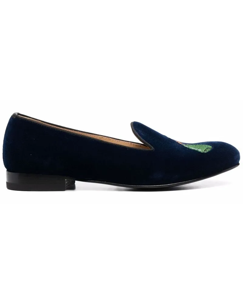 Scarosso Slipper mit Daisy-Stickerei - Blau Blau