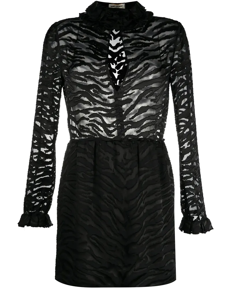 Saint Laurent Kleid mit Zebra-Print - Schwarz Schwarz