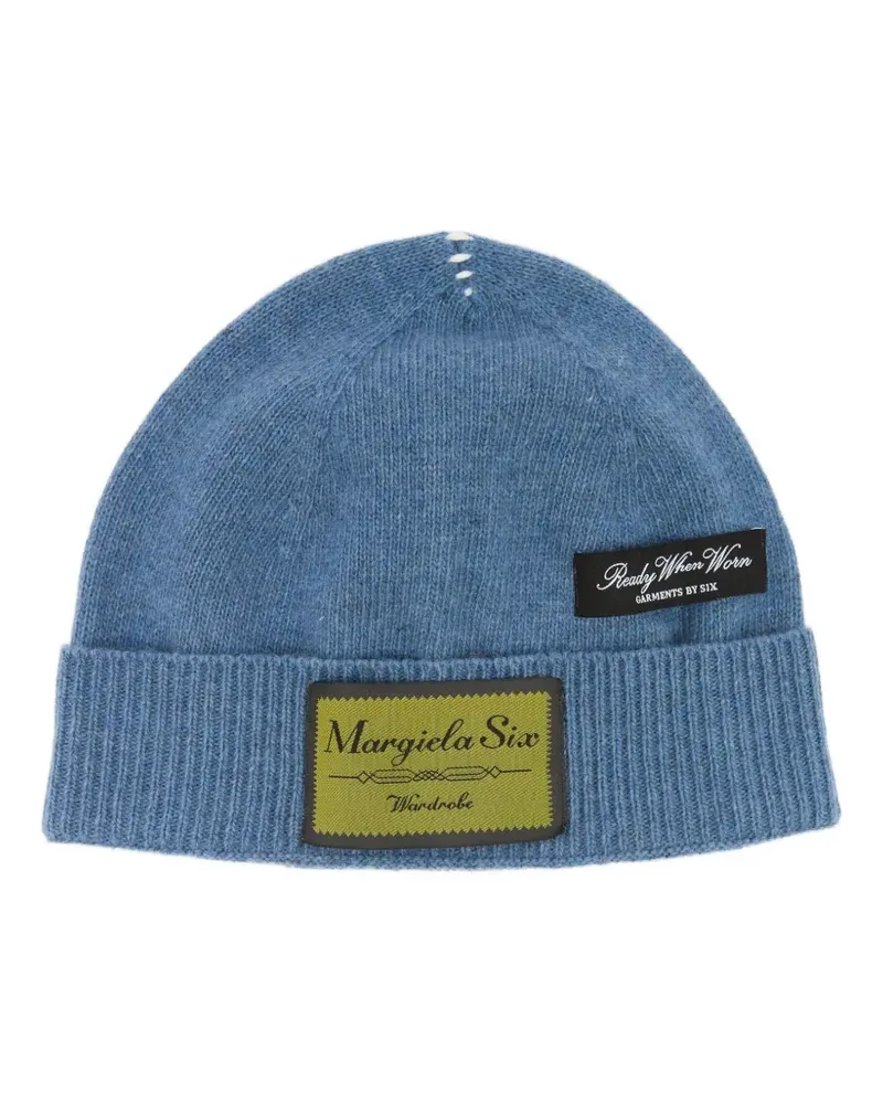 Maison Margiela Beanie mit Logo-Patch - Blau Blau