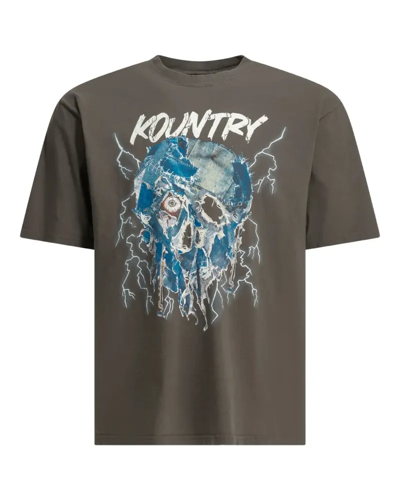 KAPITAL Denim Face T-Shirt - Braun Braun