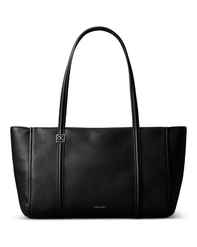 Calvin Klein logo-plaque pebbled tote bag - Schwarz Schwarz