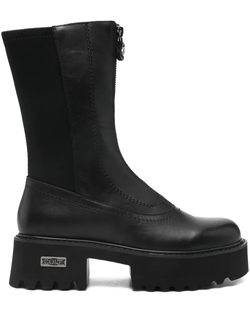 Cult Flatform-Stiefel mit Reißverschluss - Schwarz Schwarz