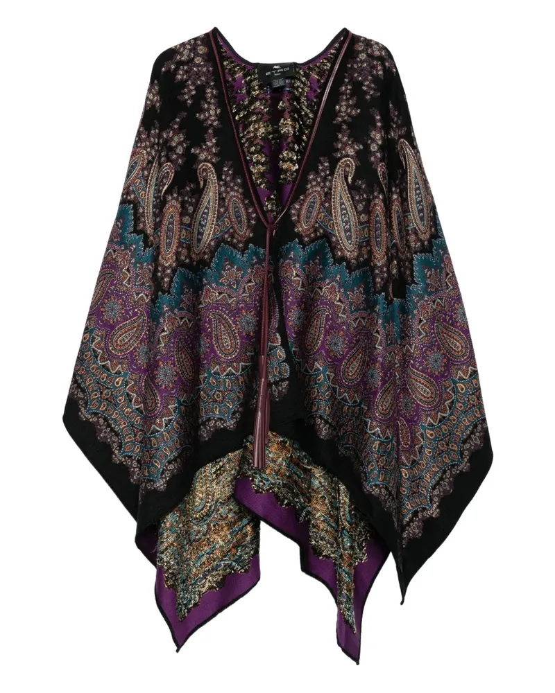 Etro Poncho mit Paisley-Print - Schwarz Schwarz
