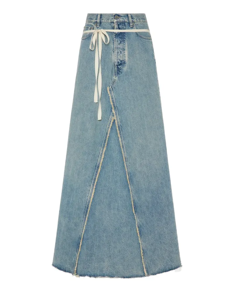 Maison Margiela frayed string-detail maxi cotton skirt - Blau Blau