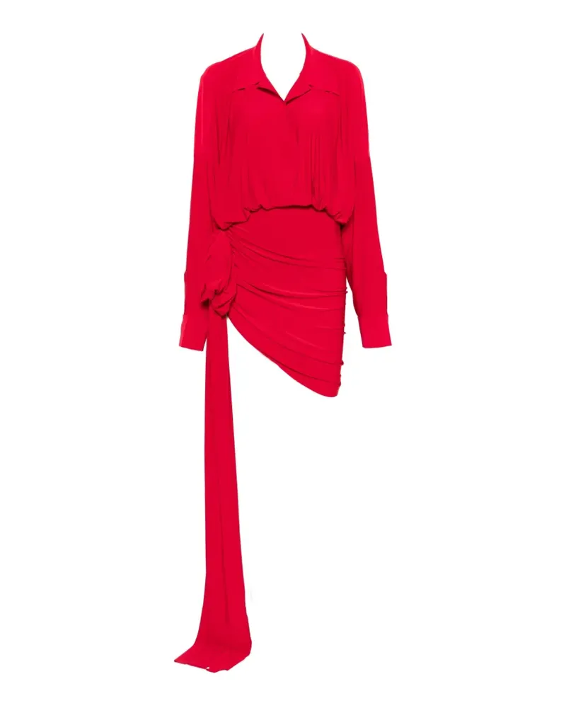 Norma Kamali bow-detail draped asymmetric mini dress - Rot Rot