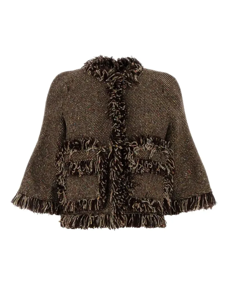 Sacai Tweed-Jacke mit Fransen - Braun Braun