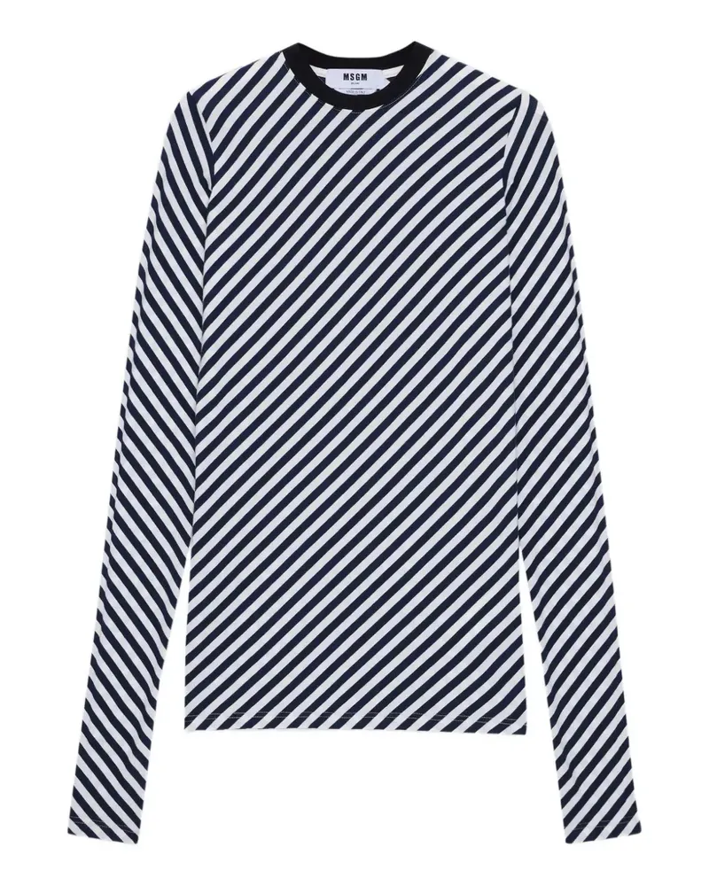 MSGM Gestreiftes Langarmshirt - Blau Blau